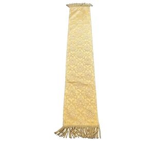 Gold Floral Damask Table Runner With Bullion Fringe Edge‎ 13x 72" wo/Fringe